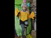 Putting on the kigurumi and giving myself pleasure iono pokemon