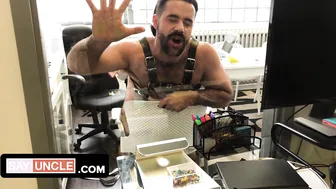 Hairy hunks Manuel Skye and Teddy Torres fuck bareback during office lockdown