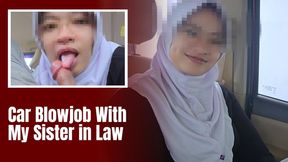 My Hijab Stepsister in Law Running Late, She Give Me a Car BJ for Helping Her - Minokiiko