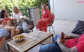 Cute *** Publicly Fucked by an Italian Guy with a Huge Cock on a Summer Patio!