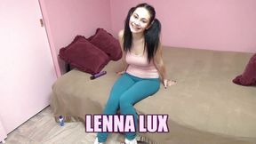 Lenna does a toy in her torn leggings