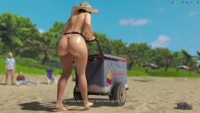 Friendly Housewife by White Foam - Getting Drilled by an Old Man, on the Beach, Behind Her Husband 12