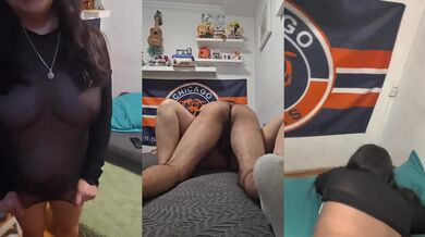 Mexican MILF in thong gets creampied in friends living room