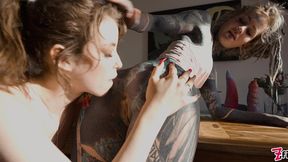 tattoo lesbians anal extreme - anuskatzz squirt all over eden ivy - toys, gapes, atm