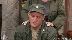 Vintage teens in army uniforms have wild threesome