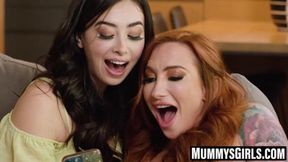 Teen stepdaughters Alexis Tae and Chloe pleasure their stepmoms