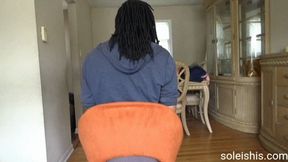 Kayla's sexy soles under chair rear view point of view! Full length video