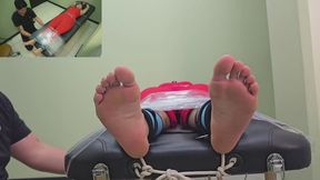 Kassandra getting wrapped up for a legendary tickling session (multicamera Feet-Body)