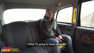 Female Fake Taxi Driver and her girlfriend treat birthday guy to a hardcore threesome
