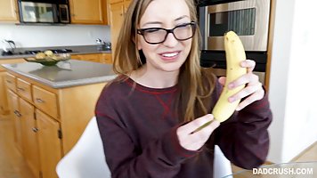 Gracie May Green can not stop sucking her step- father's cock, while they are alone at home