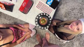 Two Girls One Guy Many Presents and a Mini Roulette Game with CFNM Handjob Challenge