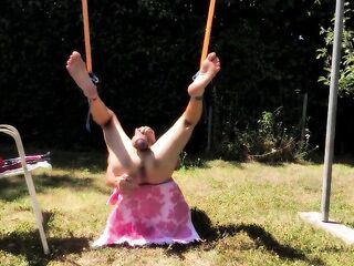 exposed pathetic white slave outdoor got enema show with brush gay ass clean ready for use, CMNM