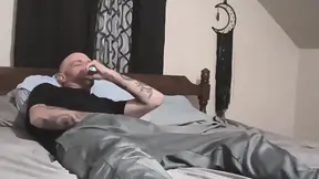 Amateur Stepdad gets caught playing with his big dick and she lets him cum