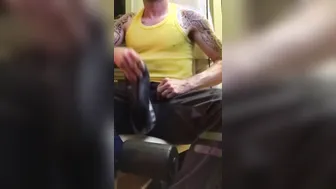 Solo amateur guy endures painful ballbusting and handjob