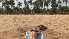 A Busty Blonde Is Walking and Sunbathing Naked