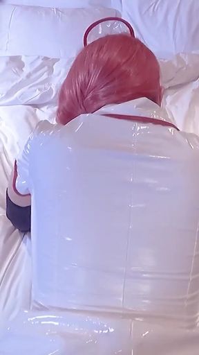 Chainsaw Man, Chest massage from behind, Makima Nurse cosplayer Japanese Cosplay   Clip 1
