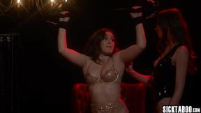 Leana Lovings' massive melons beg for Maya Woulfe's whips and shackles in lesbo domination