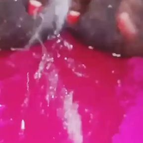 Long labia ebony squirting pussy, masturbating orgasm