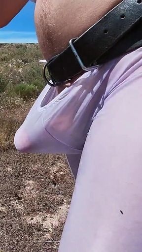 My Delicious Cock Slowly Getting Hard in See Thru Spandex Tights (outdoors Boner)