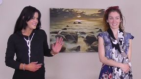Dreadlocked Stefanie and ex-trucker SarahBeth Strip Memory game