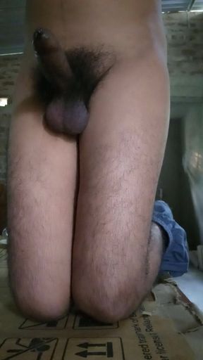 Young Indian Boy with Phimosis Dick Jerking at the Construction Site