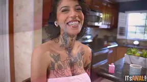 IT'S ANAL - Hot Goth Ravyn Alexa Takes Double Stuffing from 2 Dicks