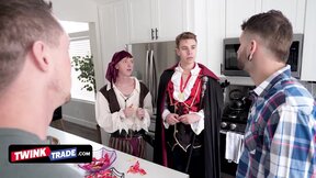 Twink Trade - Sexy & Lustful Stepdads Put On Costumes & Surprise Their Teen