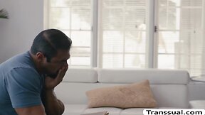 Stepdad comforts his tranny stepdaughter by fucking