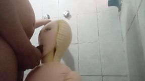 I play with my sex doll in the bathroom