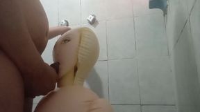 I play with my sex doll in the bathroom