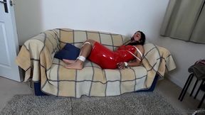 Latina Tied Tight and Gagged with Huge Ballgag!