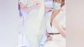 Creepy nurse and doctor giving dick jerking instructions