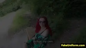 Uk redhead sucks before using bigboobs on cop