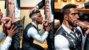 Black Waiter Sucks the Dicks of Customers and Kitchen Colleagues in Front of Everyone. Slide Pics Compilation Hentai