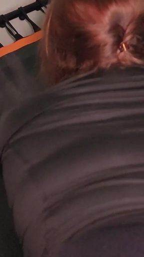 Hot Chubby Stepmommy in Tight Leggings on a Trampoline Gets a Hard Cock in Her Mouth and Pussy