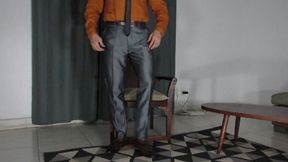 Gio wearing brown sheer socks, loafers & suit