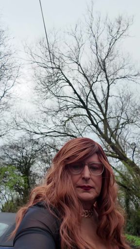 Sexy Crossdresser kellycd2022 in black pantyhose and boots out for an afternoon drive   Clip 1