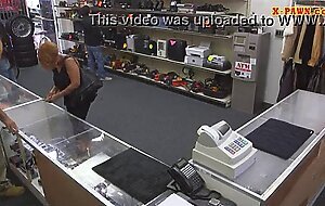 Amateur chick pounded by pawnshop keeper inside the office