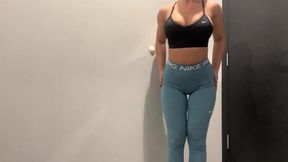 Trying on Sexy Nike Pro Leggings in Public Changing Room / big Butt