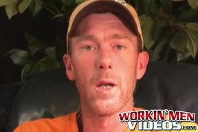 Mature amateur gay strips after an interview and jerks off