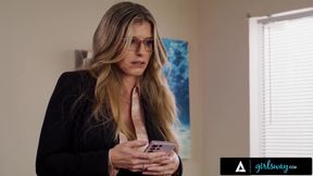 Milf Boss Cory Chase Catches Stepdaughter Madelynn May Fucking Her Gf Kay Kay In Office