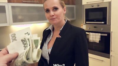 Blonde bombshell with massive knockers rent an apartment in high definition POV
