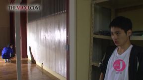 Asian babe is submissed to naughty boys and she deepthroats cock till cum in mouth ending