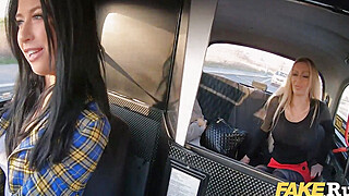 Lesbian Taxi Driver Gets Lucky With A Busty Horny Blonde