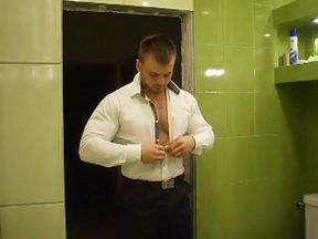 Muscular Russian Hunk Strips and Plays