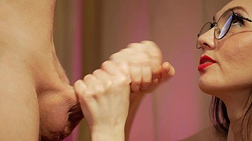Naughty lady sucks cock her guy's and gets facial.