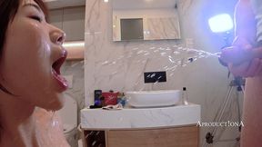 japanese girl first ass lick mouth piss and cum eat