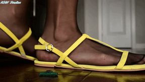 SMD walking around in her sandals unware of the tiny car crushed below! Part 2- MOV