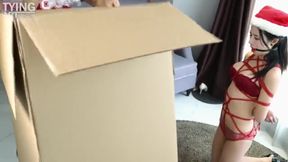 beautiful girl bound as a christmas gift