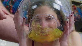 piss spew face in the bowl - alice maze in extreme piss recycling - she brings it up and drinks it over and over